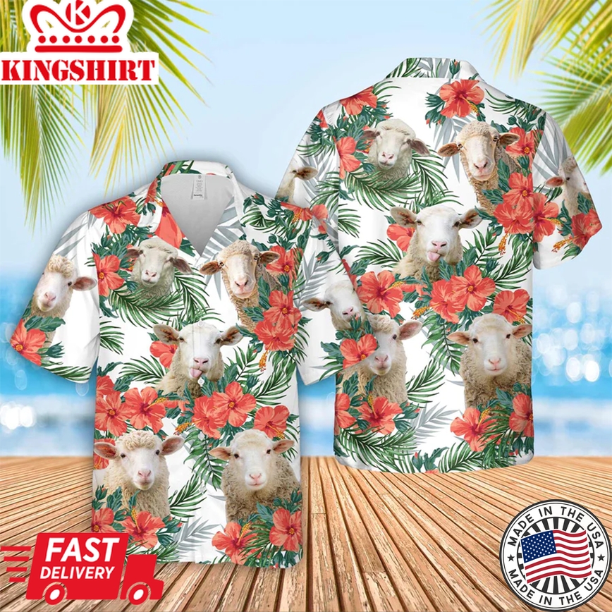 Sheep Hawaiian Flowers Trendy Hawaiian Shirt