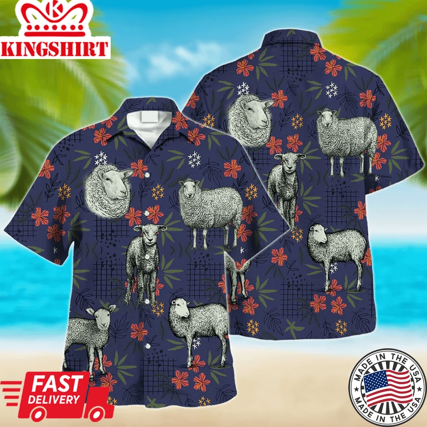 Sheep Trendy Hawaiian Shirt, Funny Animal Trendy Hawaiian Shirts, Shirt For Men, Gift For Him