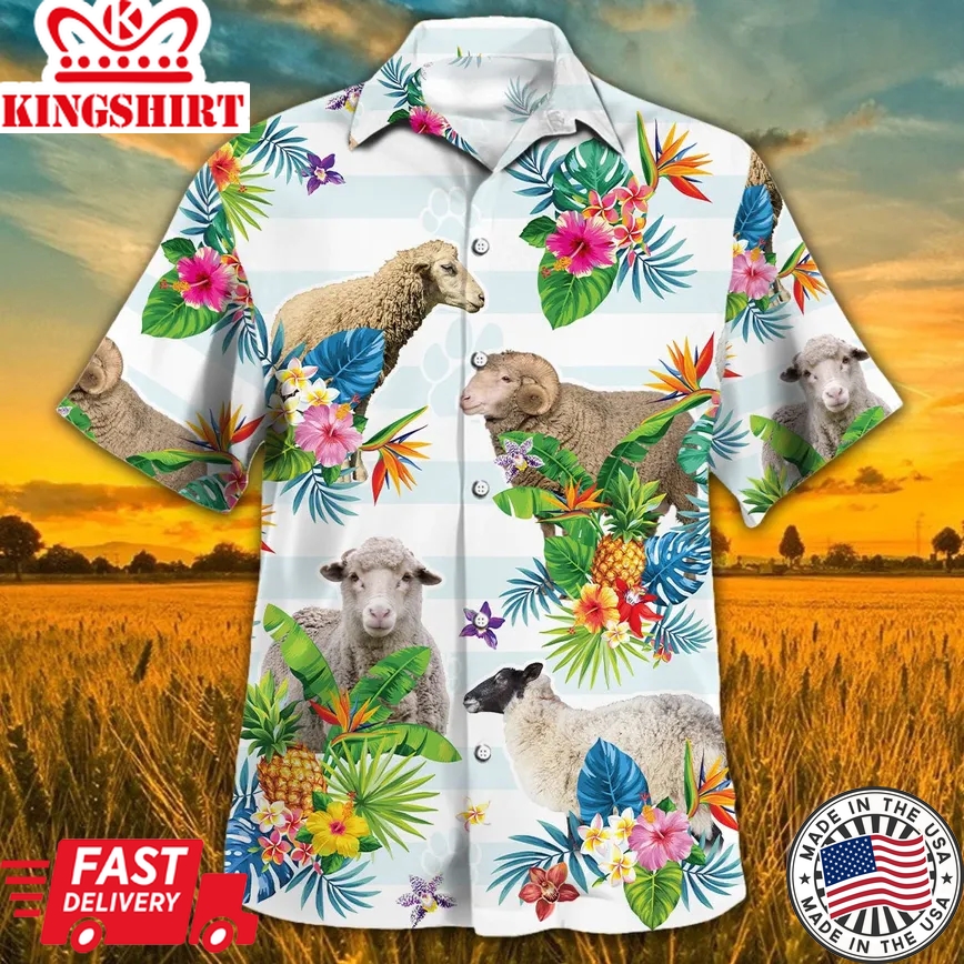 Sheep Tropical Flower Trendy Hawaiian Shirt Summer Gifts