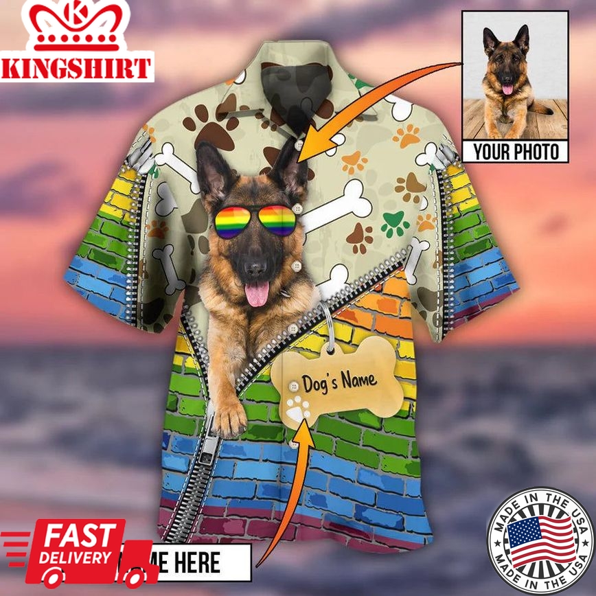 Shepherd's Pride: Custom Photo German Shepherd Hawaiian Shirt