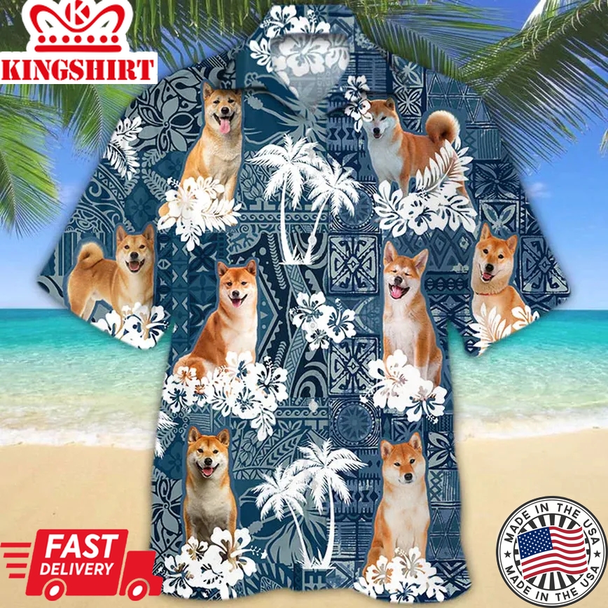 Shiba Inu Trendy Hawaiian Shirt, Flowers Aloha Shirt For Dog Lovers, Men's Trendy Hawaiian Shirt, Women's Trendy Hawaiian Shirt