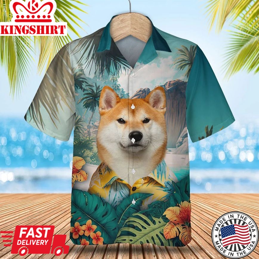 Shiba Inu Tropical Paradise - Embrace the Aloha Spirit with this 3D Trendy Hawaiian Shirt