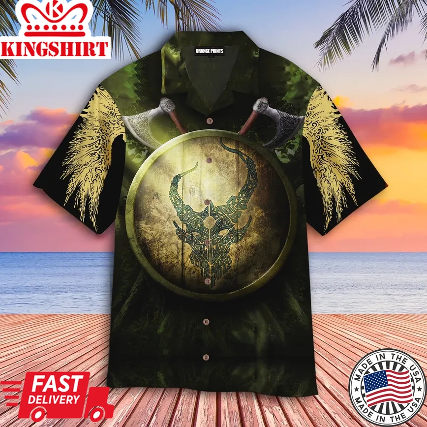 Shield Axe Raven Viking Trendy Hawaiian Shirt For