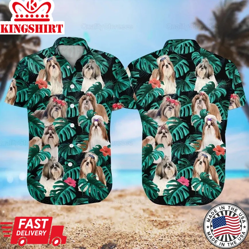 Shih Tzu Hawaii Shirt, Dog Trendy Hawaiian Shirts, Beach Vacation Shirt