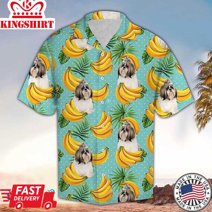 Shih Tzu Hawaiian Shirt Shih Tzu Banana Hawaiian Aloha Beach Shirt