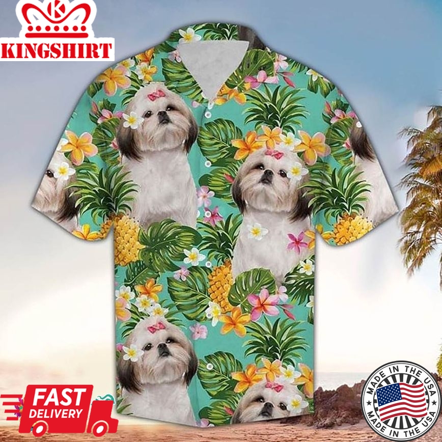 Shih Tzu Hawaiian Shirt Shih Tzu Pineapple Hawaiian Aloha Beach Shirt