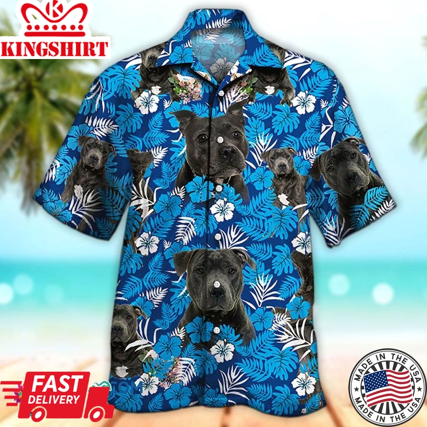 Shih Tzu Hawaiian Shirt Staffordshire And Blue Floral, Aloha Hawaiian Shirts