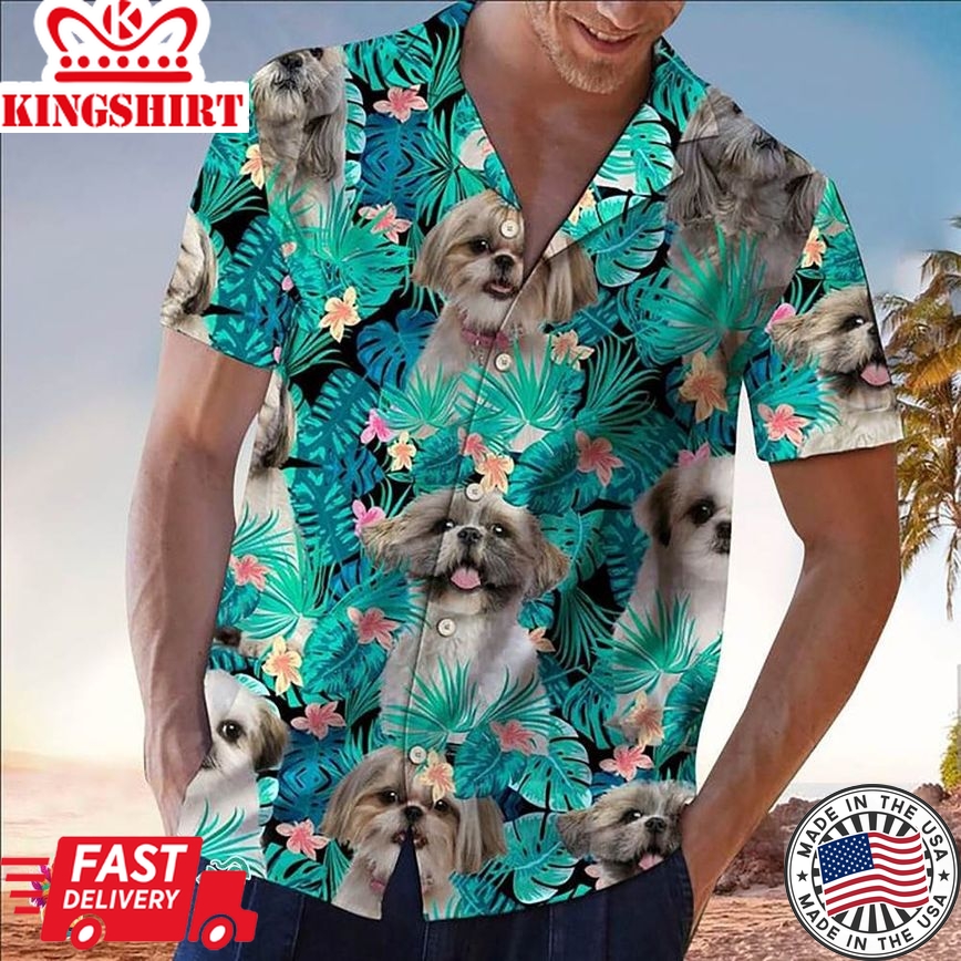 Shih Tzu Hawaiian Shirt Tropical Shih Tzu, Aloha Hawaiian Shirts