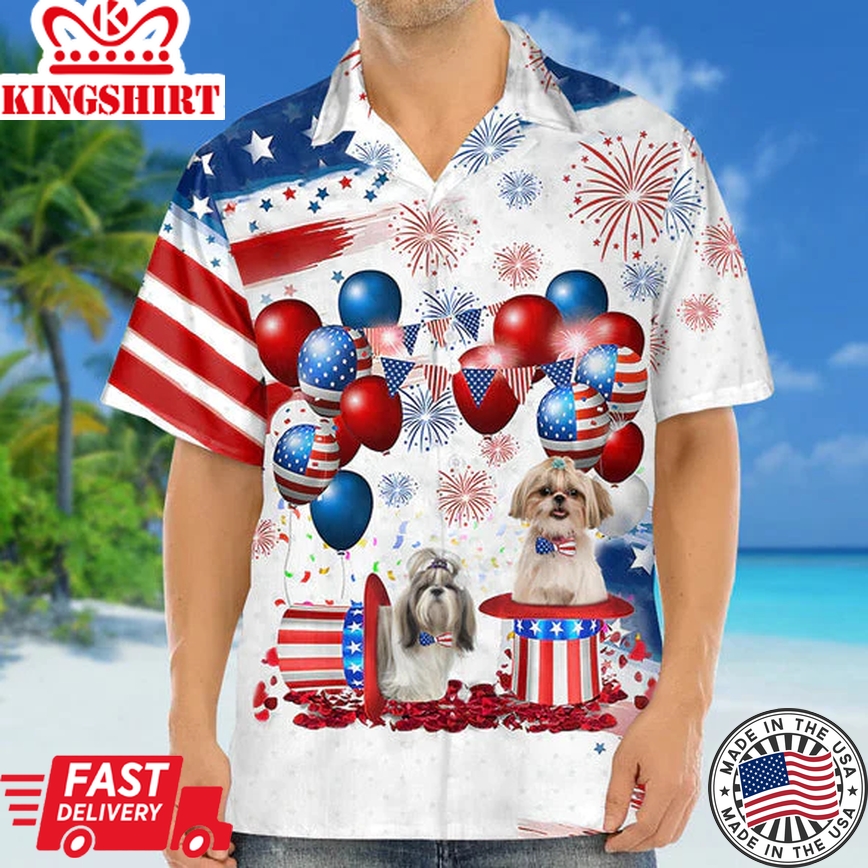 Shih Tzu Independence Day Trendy Hawaiian Shirt For Men And Women, 4Th Of July Trendy Hawaiian Shirt