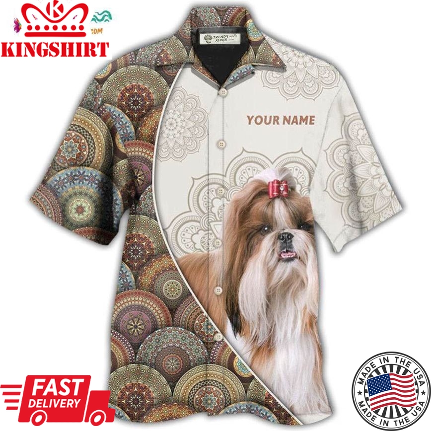 Shih Tzu Mandala Art Pattern Personalized Hawaiian Shirt