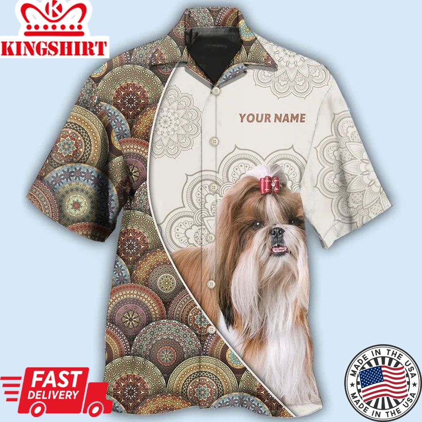 Shih Tzu Mandala Art Pattern Personalized Hawaiian Shirt