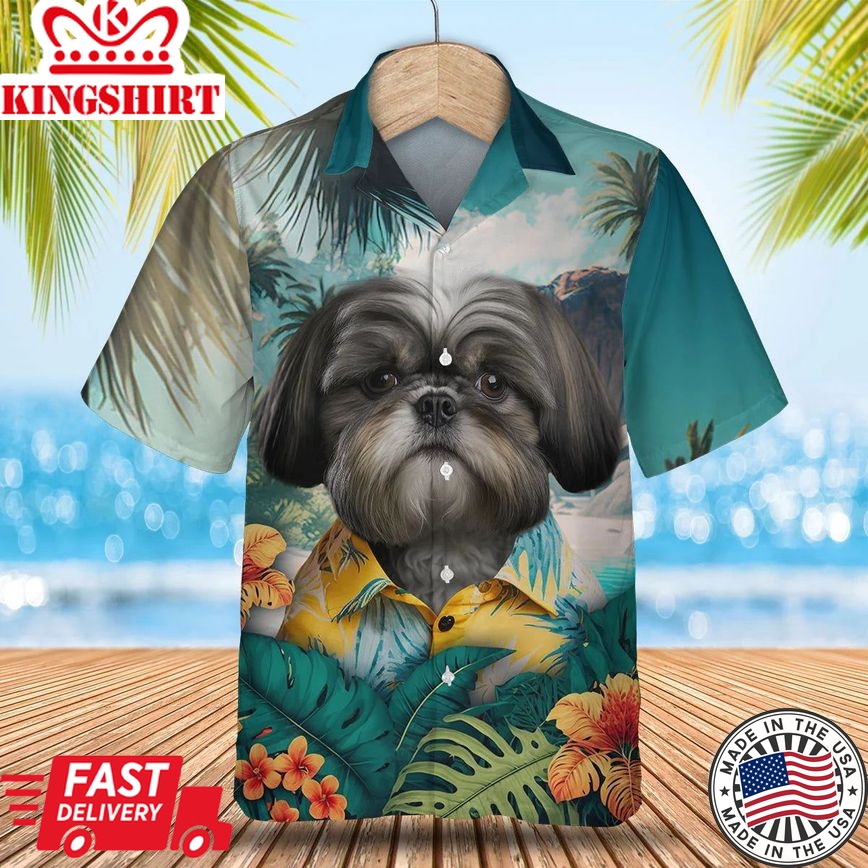 Shih Tzu Paradise Breeze - Unleash Your Style with this 3D Tropical Trendy Hawaiian Shirt