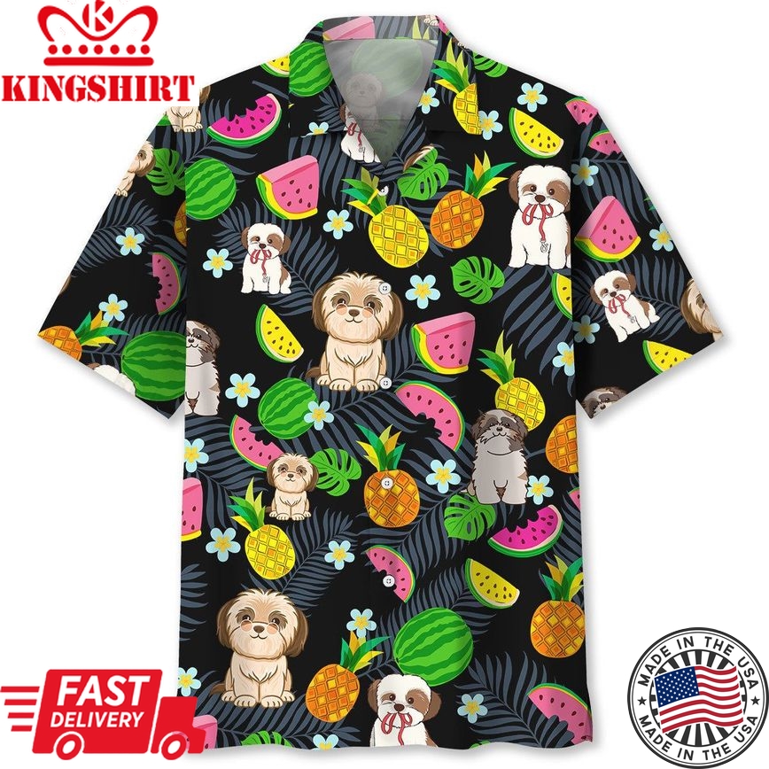 Shih Tzu Trendy Hawaiian Shirt - Embrace the Tropical Vibes with this Stylish Trendy Hawaiian Shirt