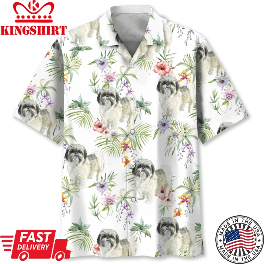 Shih Tzu Tropical Trendy Hawaiian Shirt