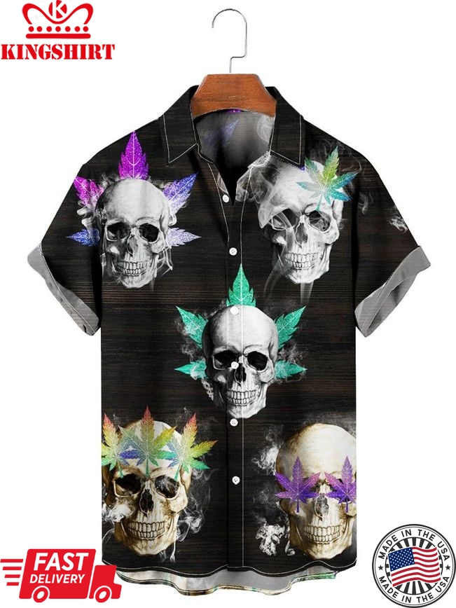 Shiny Smoking Skull Hawaiian Shirt