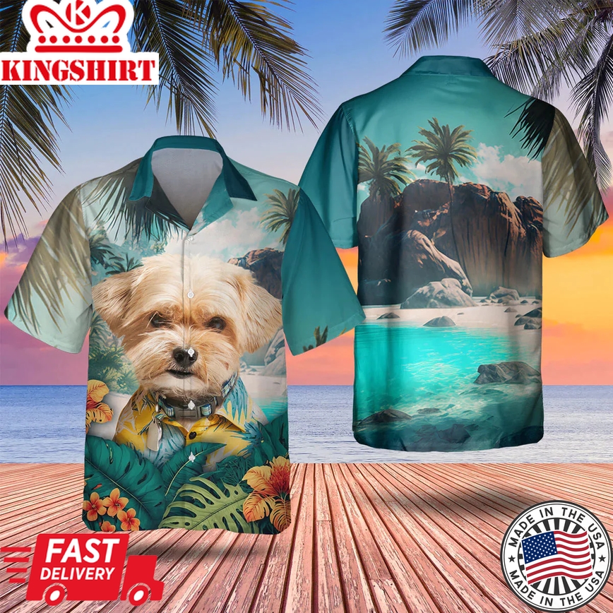 Shorkie Tropical Trendy Hawaiian Shirt, Dog Lover Trendy Hawaiian Shirt, Summer Gift For Men And Women