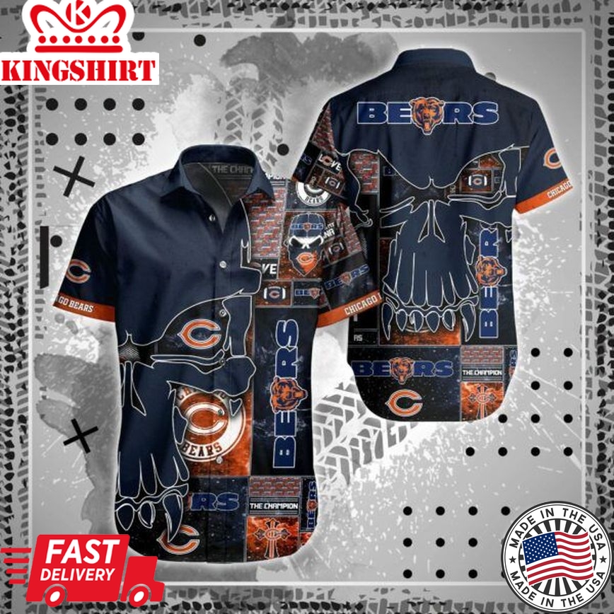 Short Skull All Over Print: NFL Chicago Bears Hawaiian Style Shirt