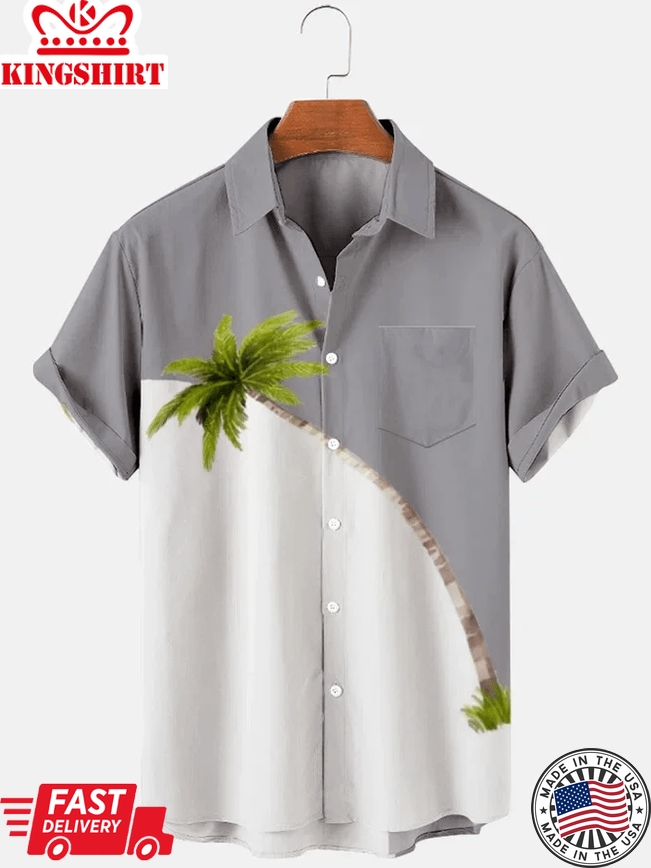 Short Sleeve Coconut Tree Trendy Hawaiian Shirts For Men And Women