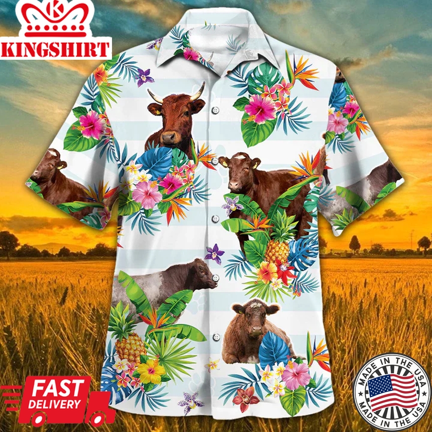 Shorthorn Hawaiian Theme Plants Pineapple All Over Printed 3D Trendy Hawaiian Shirt