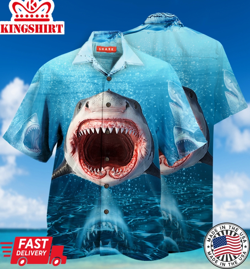 Show Your Teeth Shark 3D All Over Printed Hawaiian Shirt