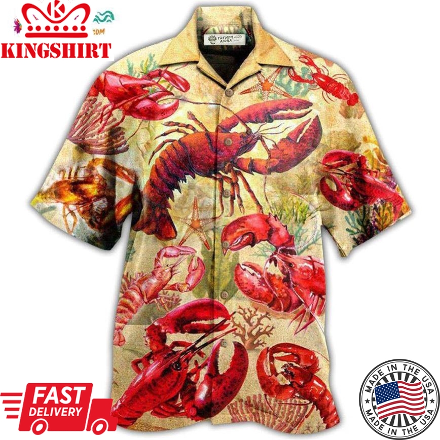 Shrimp Animals Red In The Ocean Hawaiian Shirt