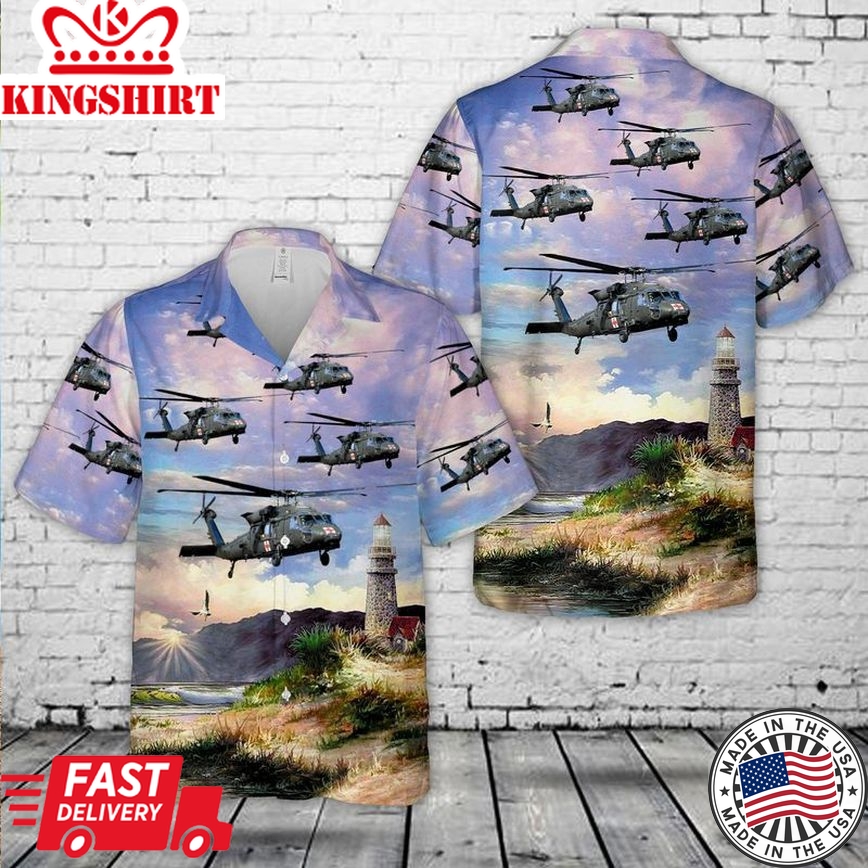 Sikorsky Uh-60 Blackhawk Medevac Us Army Helicopter Trendy Hawaiian Shirt