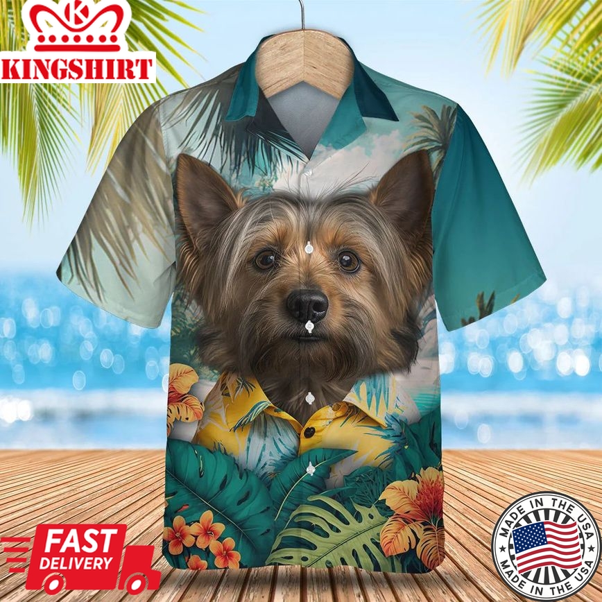 Silky Terrier - 3D Tropical Trendy Hawaiian Shirt