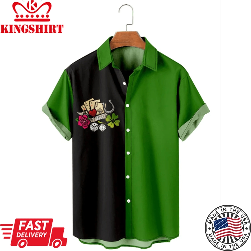 Simple St. Patrick's Day Clover Trendy Hawaiian Shirt, Lucky Patrick's Day, Irish Trendy Hawaiian Shirt