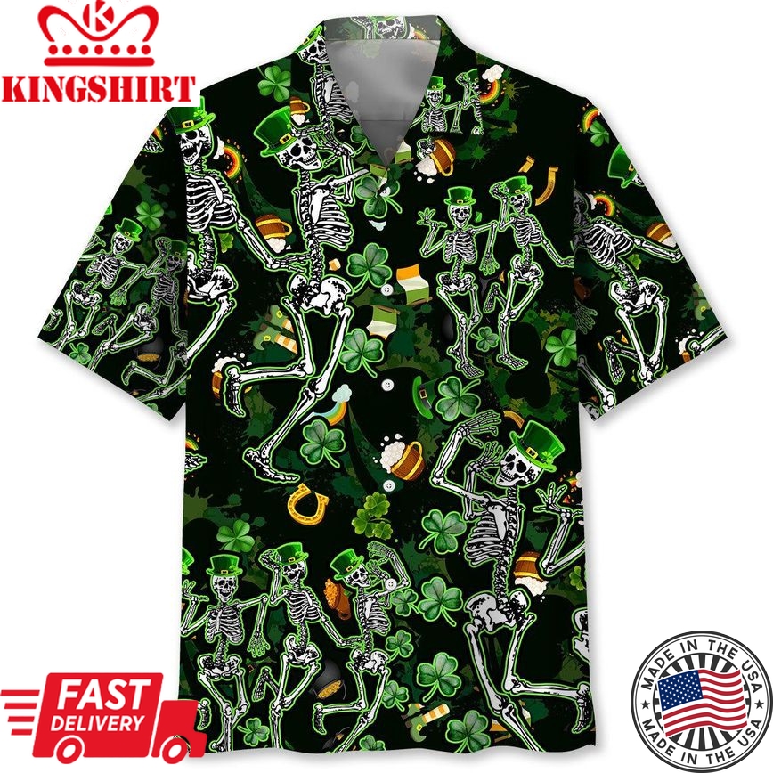 Skeleton Irish St.Patrick Day Trendy Hawaiian Shirt