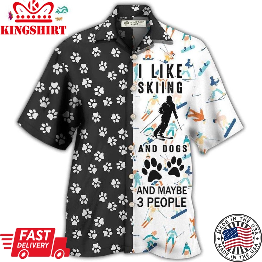 Skiing I Like Skiing And Dogs Hawaiian Shirt