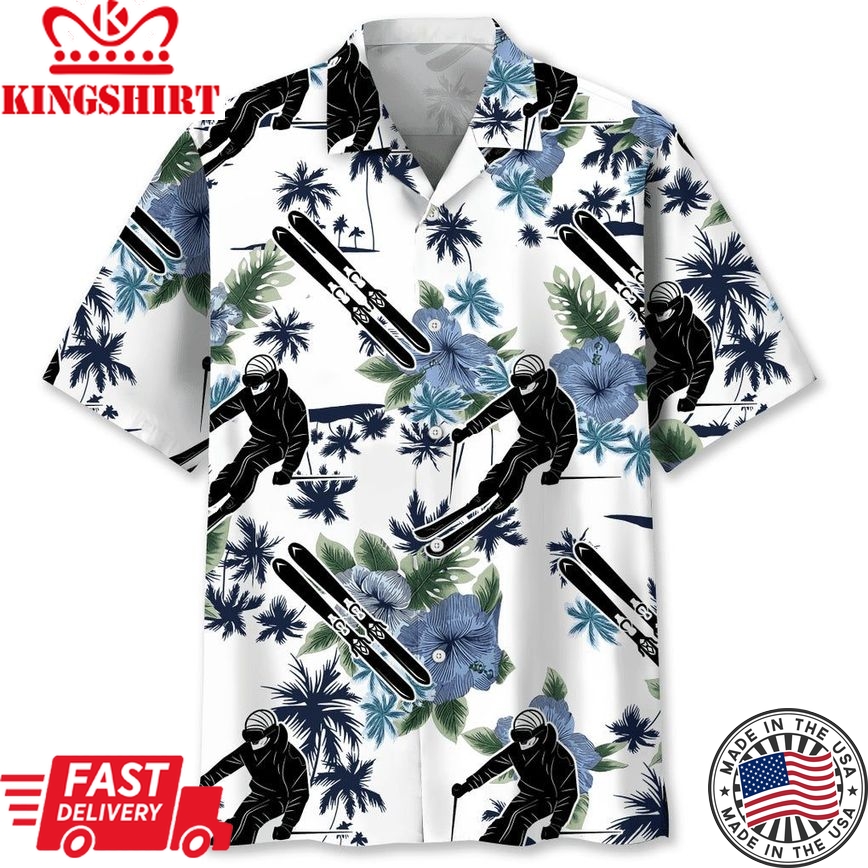 Skiing White Nature Trendy Hawaiian Shirt