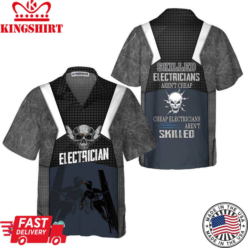 Skilled Electricians Skull Black Electrician Hawaiian Shirt For Men