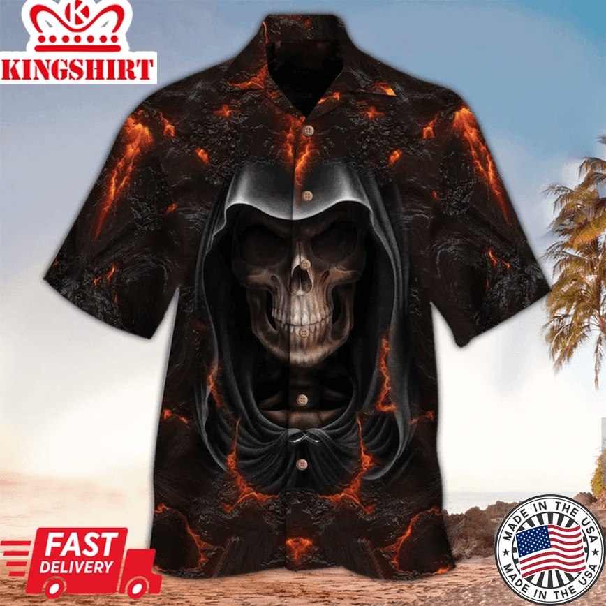 Skull 3D All Printed Hawaii Shirt, Perfect Trendy Hawaiian Shirt For Skull Lover, Trendy Hawaiian Shirt For Men