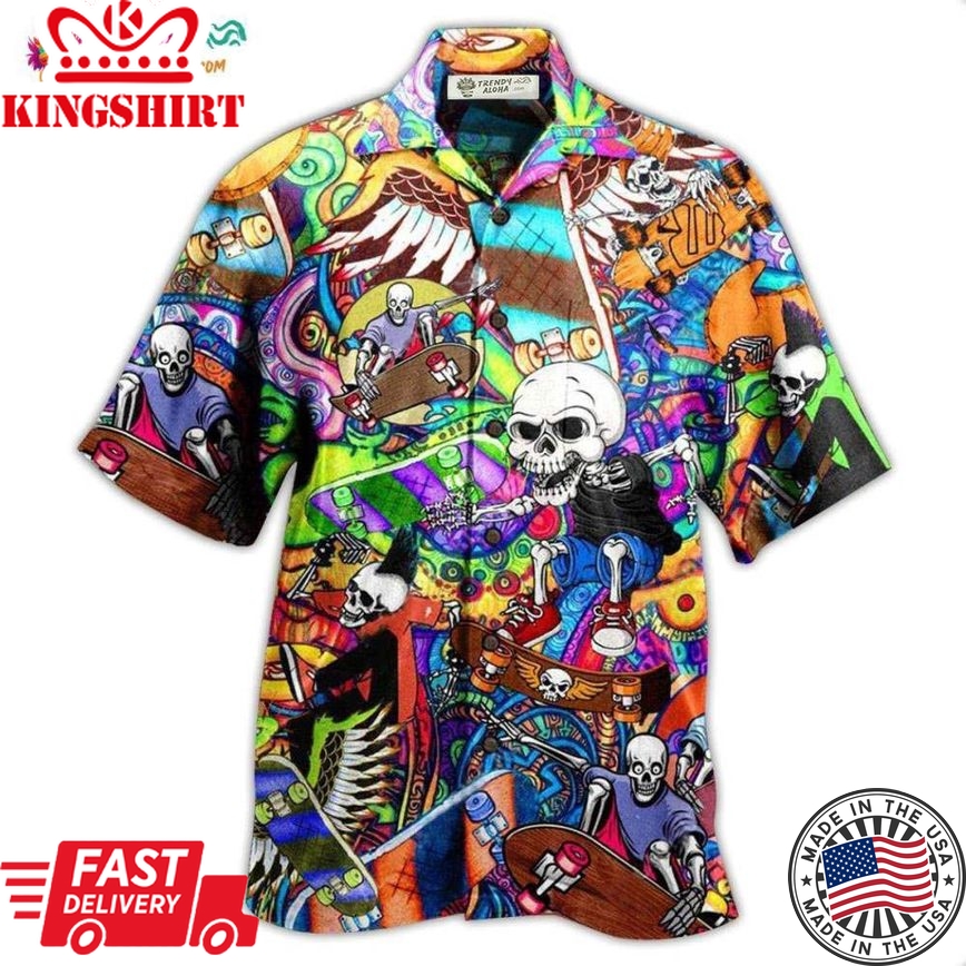 Skull Amazing Skateboarding Hawaiian Shirt