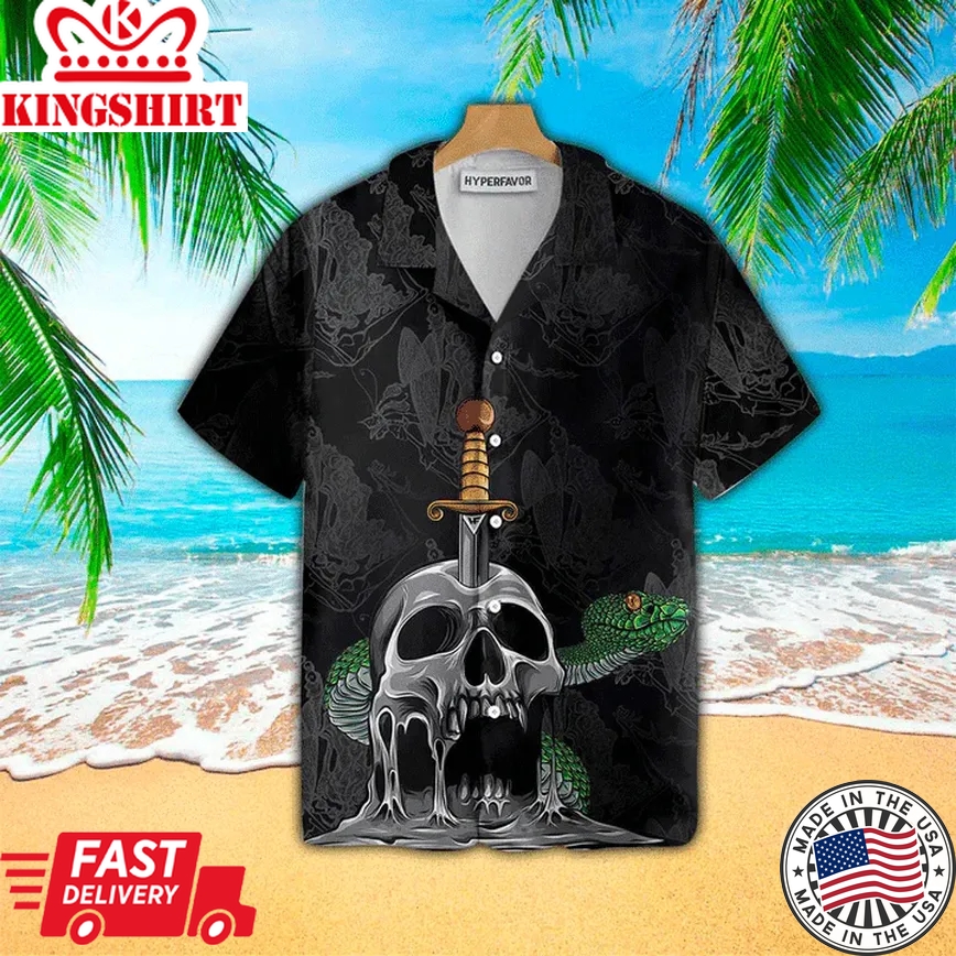 Skull & Snake Gothic Trendy Hawaiian Shirt Summer Gifts