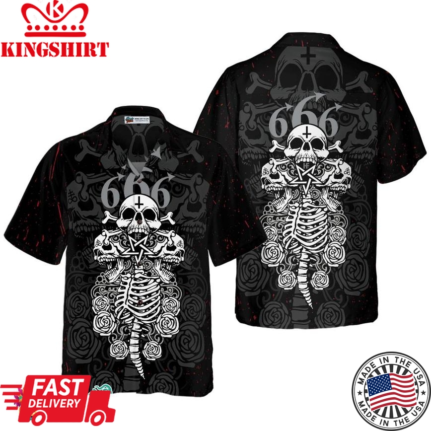 Skull And Bones Satanic Goth Gothic Hawaiian Shirt