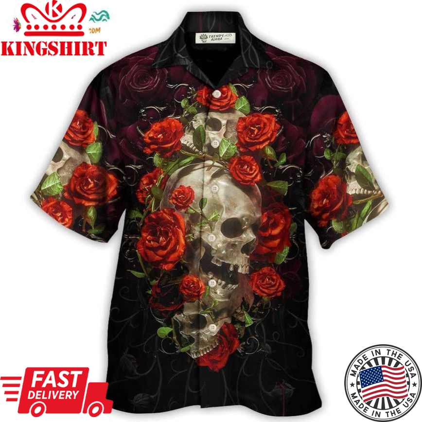 Skull And Roses Art Hawaiian Shirt