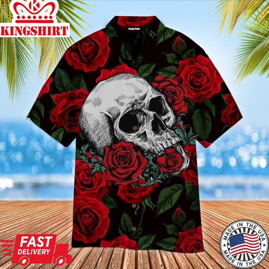 Skull And Roses Trendy Hawaiian Shirt For