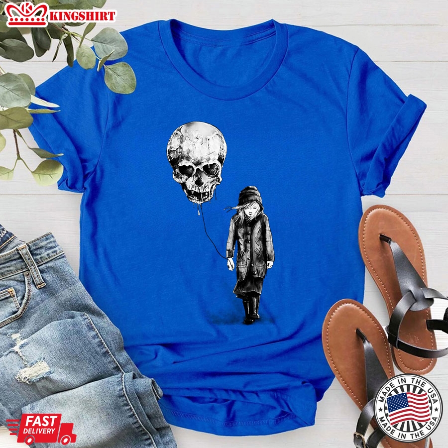 Skull Balloon Depressed Girl T-Shirt