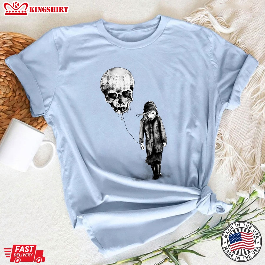 Skull Balloon Depressed Girl T-Shirt