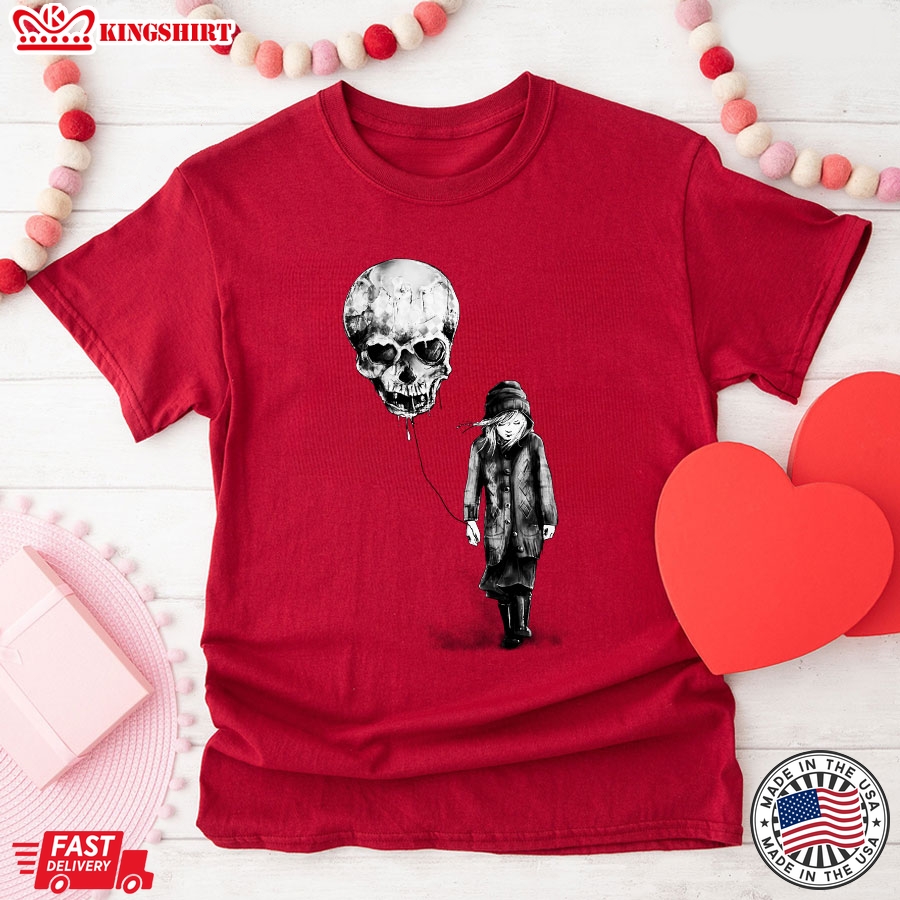 Skull Balloon Depressed Girl T-Shirt