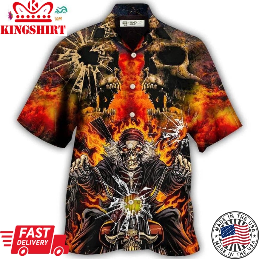 Skull Biker Style Hawaiian Shirt