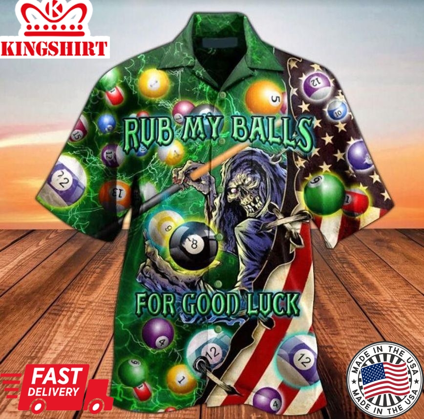 Skull Billiard Rub My Balls For Good Luck Trendy Hawaiian Shirt