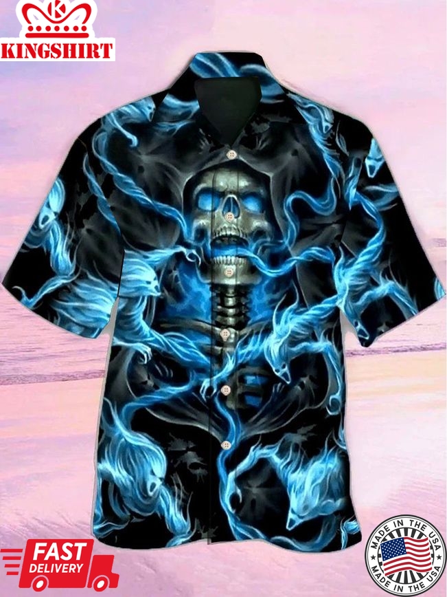 Skull Black Ground Hawaiian Shirt