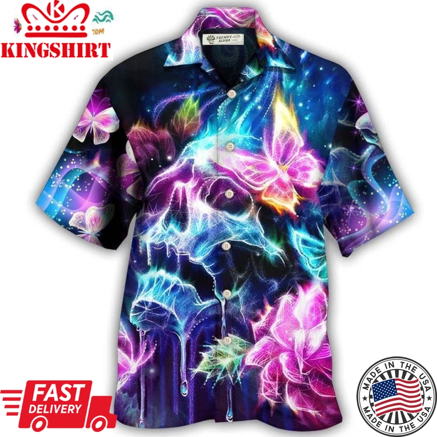 Skull Butterfly Flower Dream Lighting Hawaiian Shirt