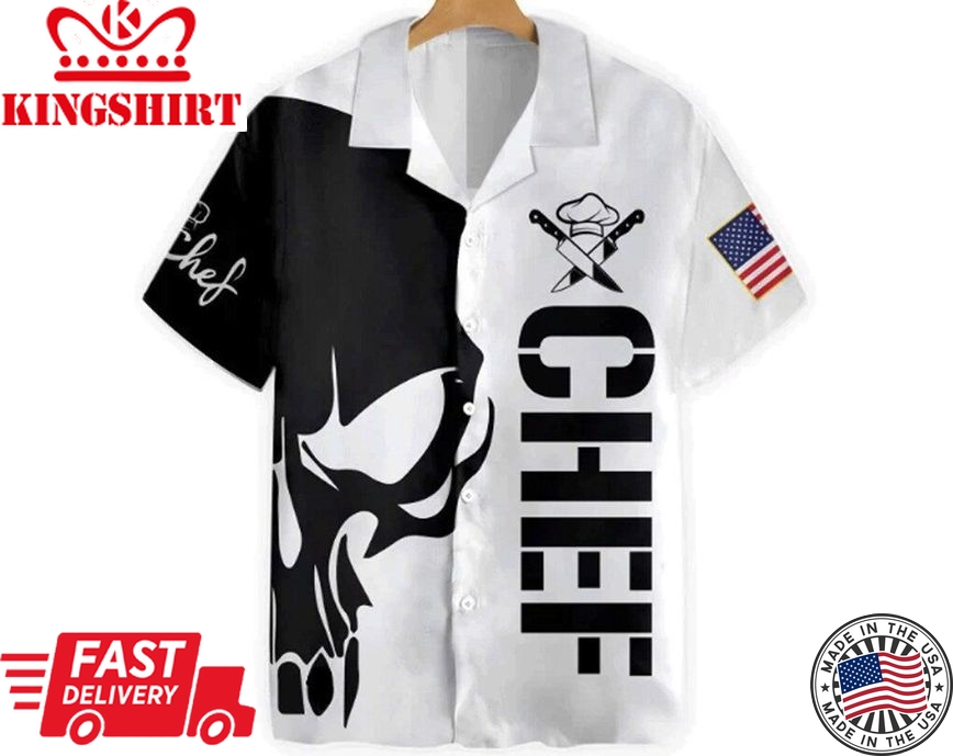 Skull Chef Trendy Hawaiian Shirt, Gift For Chef, Gifts For Bachelor Party, Best Gifts For Men, Short Sleeve Shirts, Hawaiian Set Gift, Family Shirt