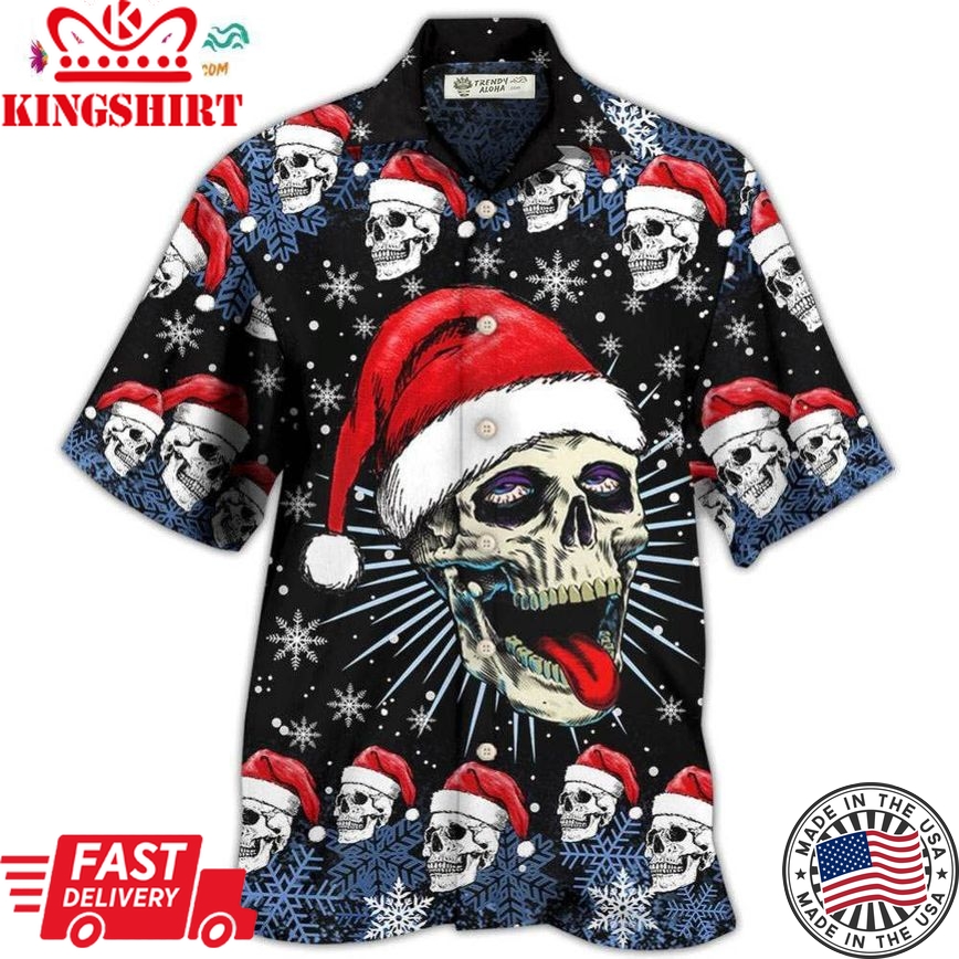 Skull Christmas On The Naughty Listand I Regret Nothing Hawaiian Shirt