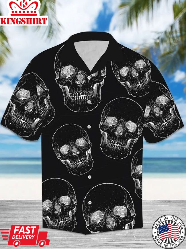 Skull Cotton-Blend Shirt Collar Shirt