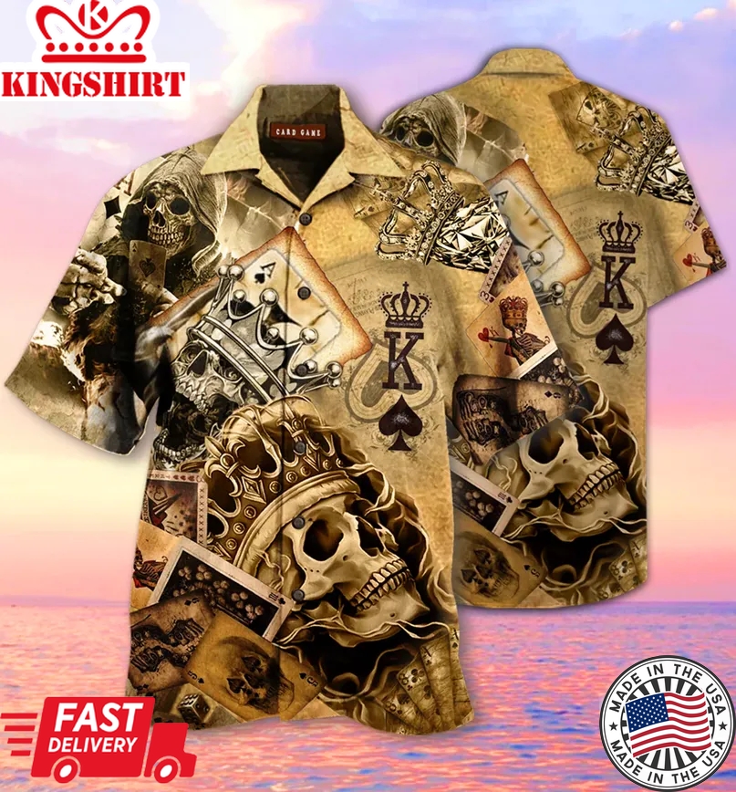 Skull Crown And King Chess Playing Cards Trendy Hawaiian Shirt