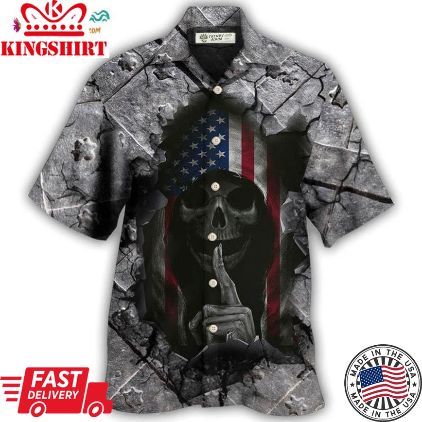 Skull Dark American Flag Strong Wrought Iron Hawaiian Shirt